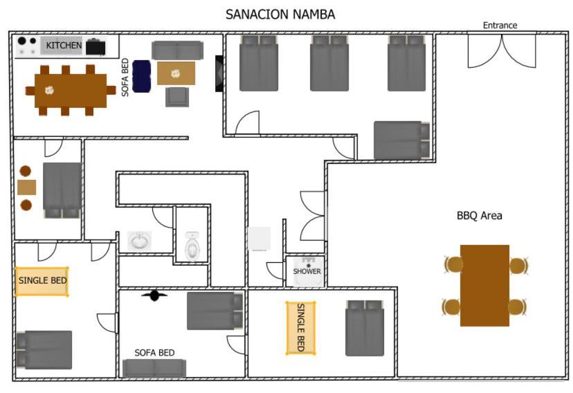 Sanacion Namba 難波千日前の5Ldk120平米 駅徒歩2分 広々バルコニーでバーベキューも可能 Appartement Osaka Buitenkant foto